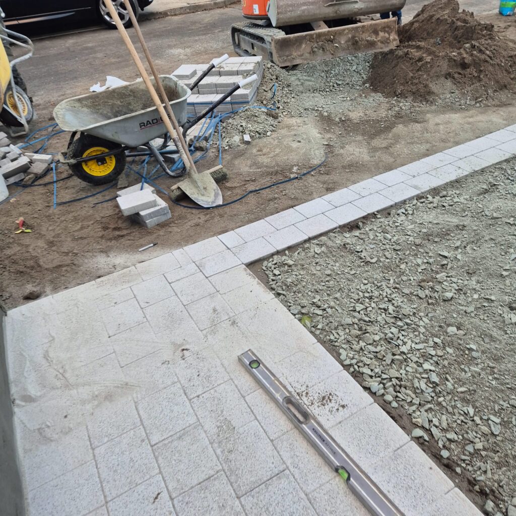 Driveway in Raheny Village under construction in county Dublin