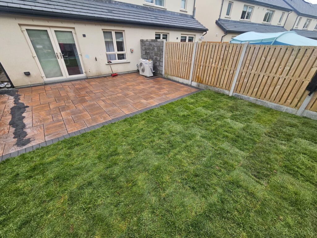 Patio Installation in Kildare Town - Patio, New Lawn and Concrete Base