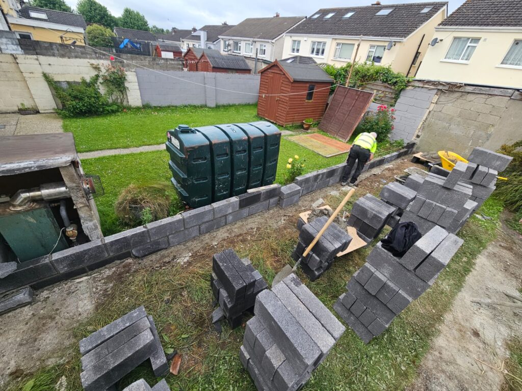Old retaining wall replaced in Leixlip Co. Kildare